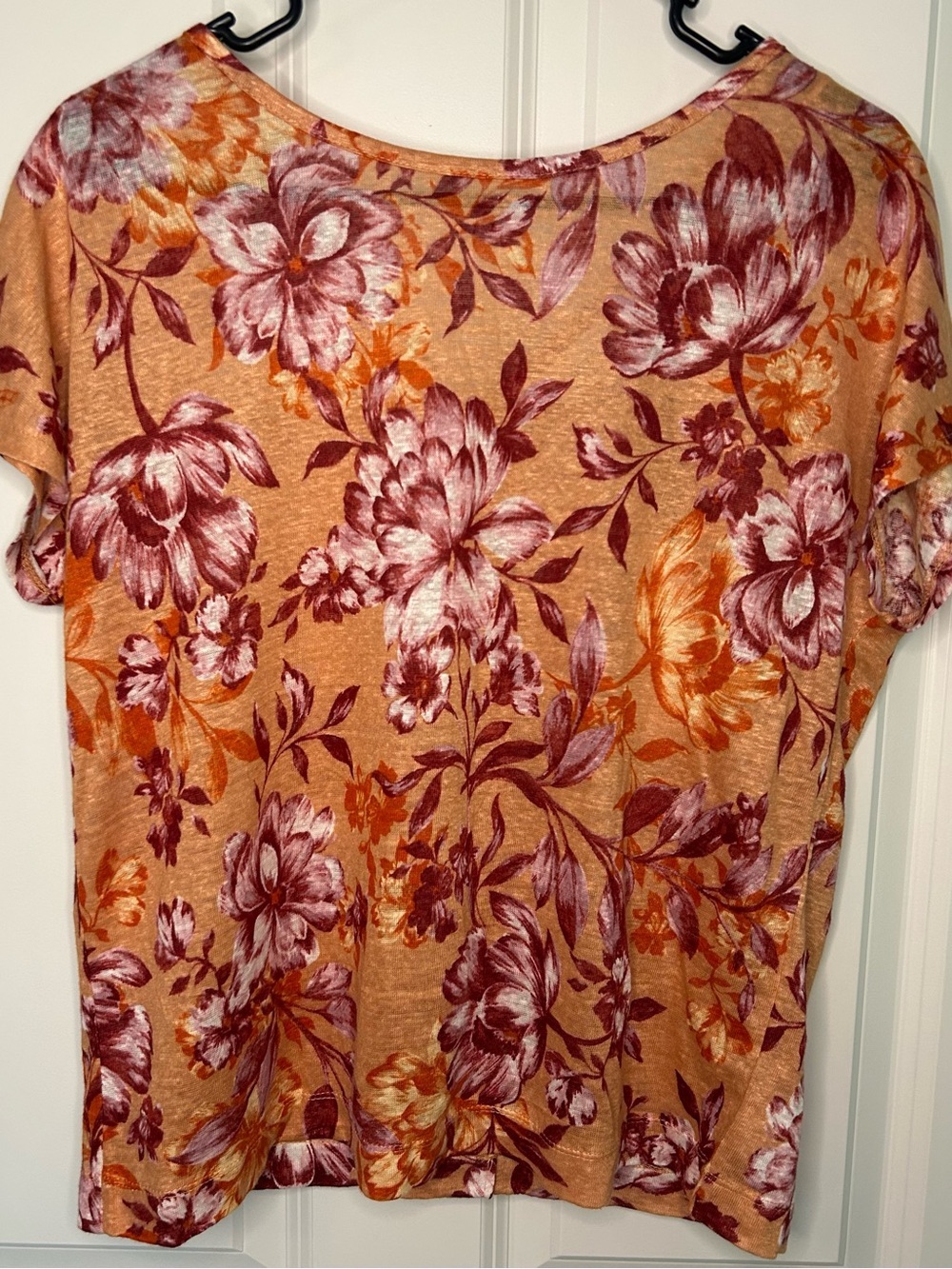 100% linen Rachel Zoe orange floral top